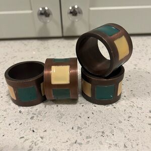 VINTAGE Copper with Resin Inlay Napkin Rings | Set of 4 | 2" Diameter